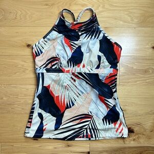 Athleta Orange and Blue Bikini Top High-Neck Halter